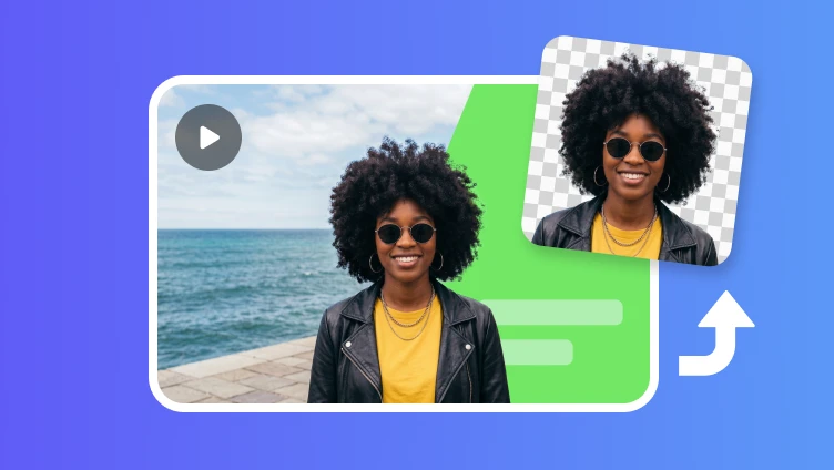 Video subject isolated onto a green screen