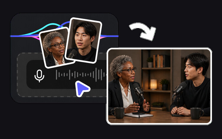 Interview video production workflow turning one recorded conversation into episodes, segments and language editions