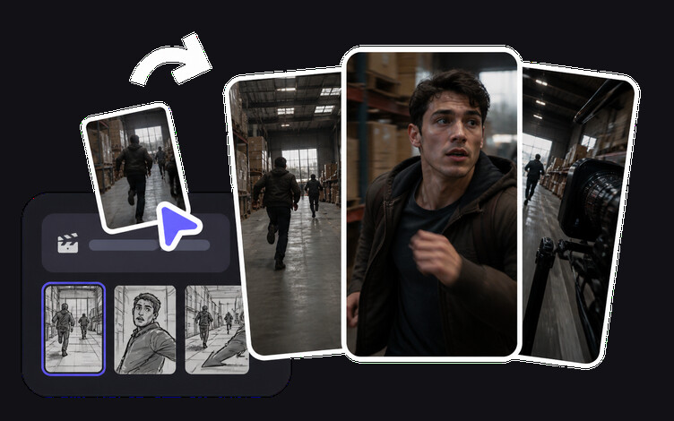AI previsualisation workflow turning script pages and concept art into a moving version of a sequence