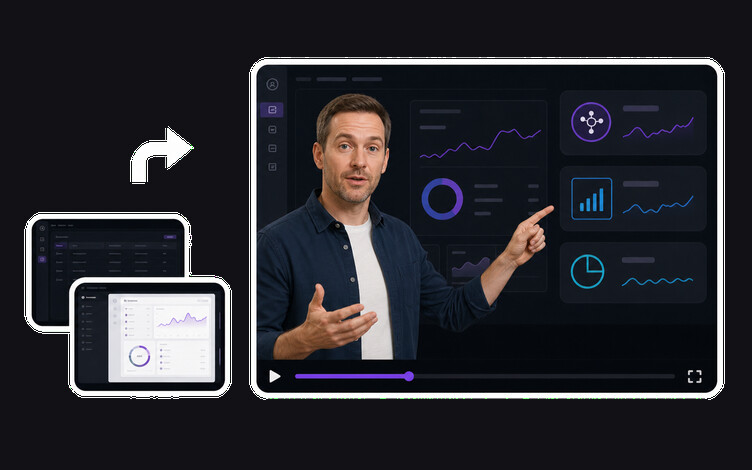 AI product demo video workflow turning a product screen recording into a narrated presales walkthrough