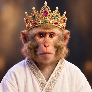 Recreated front-facing portrait of the crowned monkey in the demo