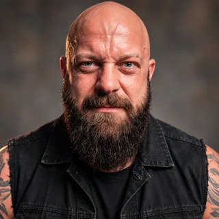 Recreated front-facing portrait of the rock singer in the demo