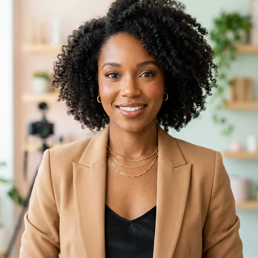 Professional woman in a tan blazer