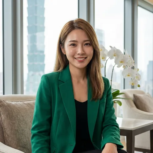 Professional woman in a green blazer