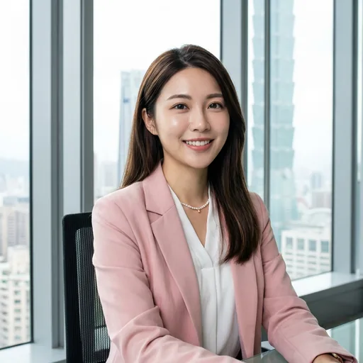Professional woman in a pink blazer