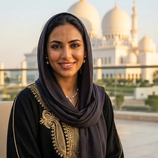 Professional woman wearing a black abaya