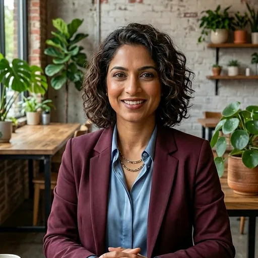 Professional woman in a burgundy blazer