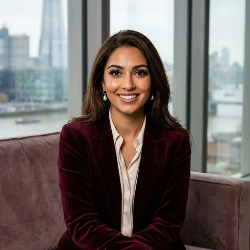Professional woman in a burgundy suit