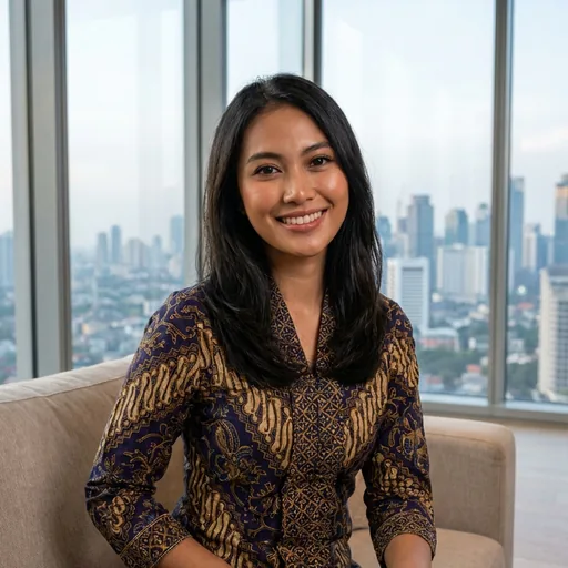 Professional woman in a patterned blouse