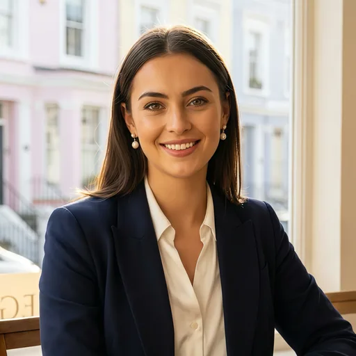 Professional woman in a navy blazer